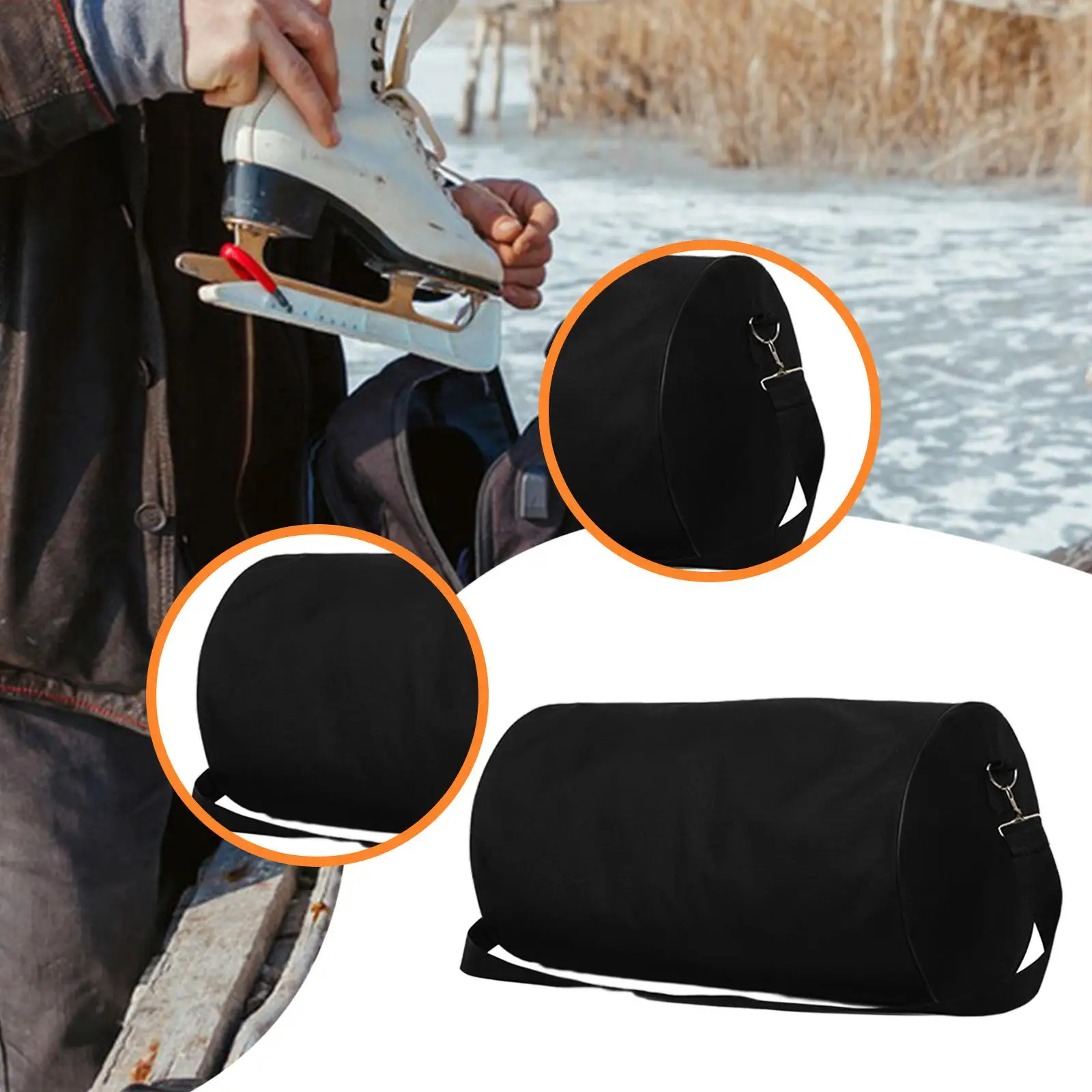 Tas Penyimpanan Sepatu Roda Kanvas Serbaguna Kapasitas Besar dengan Penutup Ritsleting untuk Sepatu Roda Inline, Quad, dan Figure