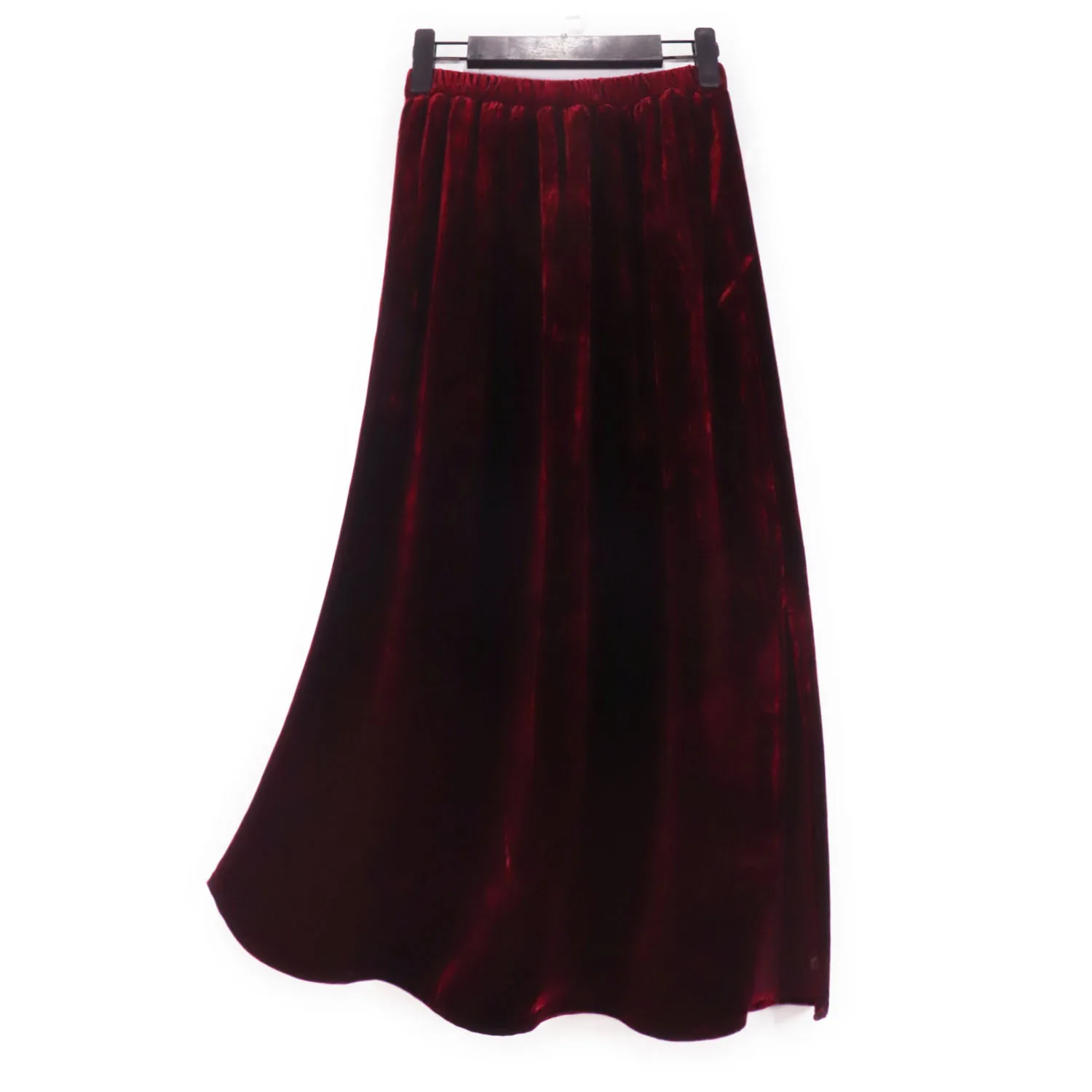 Split Mulberry Silk Velvet skirt spring and autumn women\'s 2023 gold velvet mid-length black straight one-step skirt