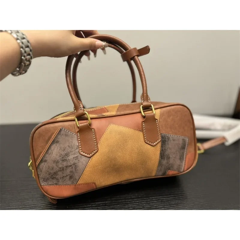 Tote Bag Handbag Retro Style Stitching Ml204314 Crossbody Beach Brown Khaki  Holiday Wear Outdoor Feminina Ladies Hand Bags