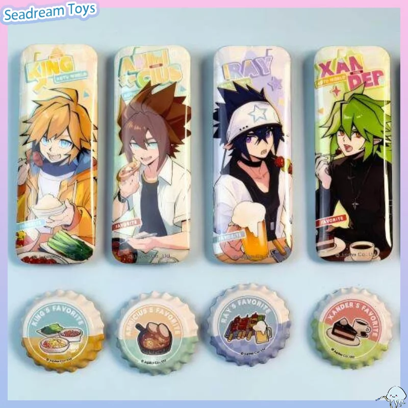 Genuine Aotu World Delicious Moment Series Long Strip Bottle Cap Badge Set Anime Metal Pin Brooch Cartoon Character Souvenir