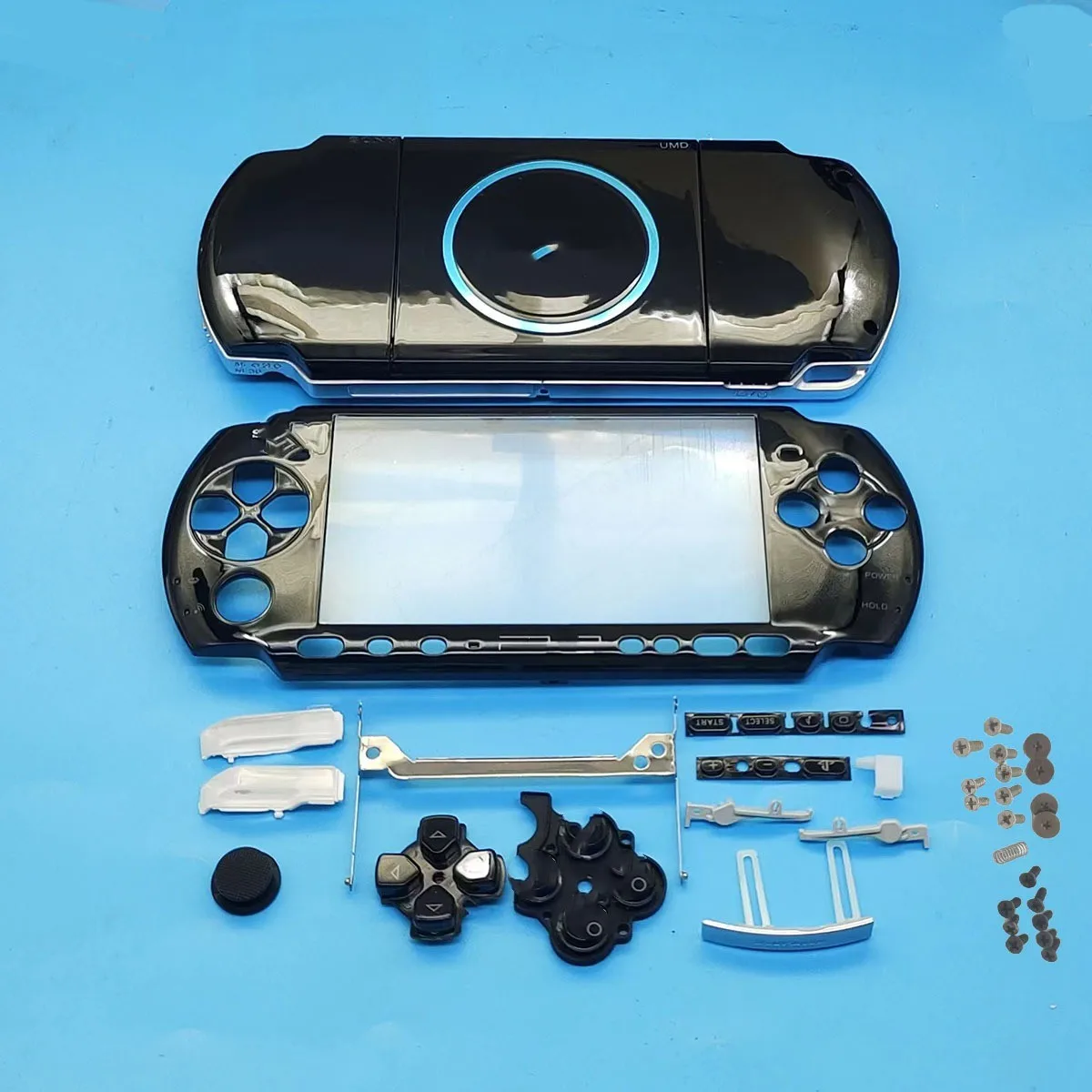 Carcasa de repuesto para juegos Retro DIY, carcasa para consola de juegos PSP3000 PSP 3000, cubierta frontal con Kit de botones, etiqueta de tornillos