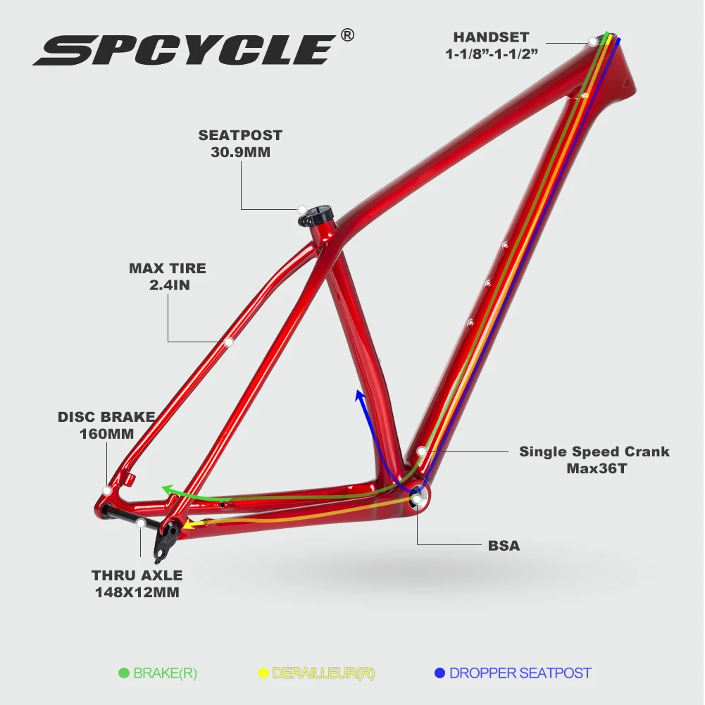 Spcycle 29er MTB Carbon Frame T1000 Carbon Hardtail Mountain Bike Frame BSA 148x12mm Boost Carbon MTB Frame 29