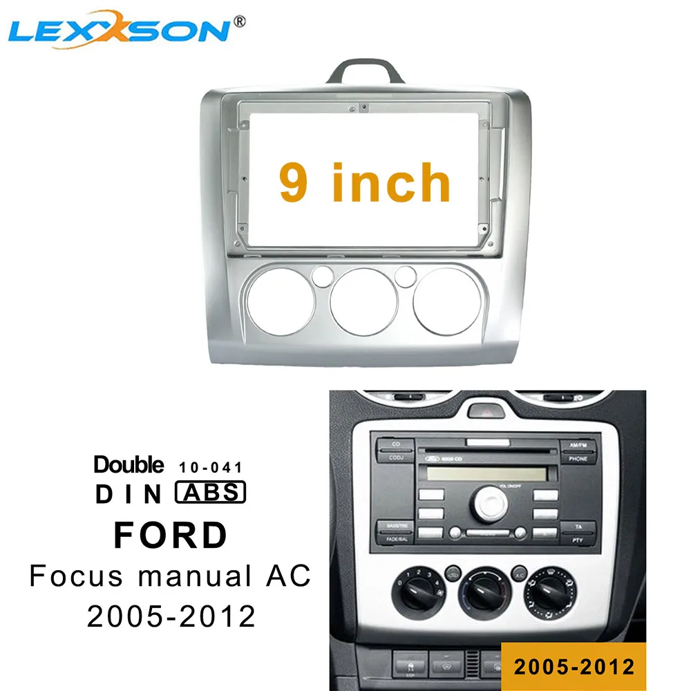 Fascia de 9 pulgadas para coche Ford Focus 2005-2012, adaptador de ajuste de Audio de doble Din, Panel de Facia, Marco estéreo de coche, Kit de embellecedor en el salpicadero