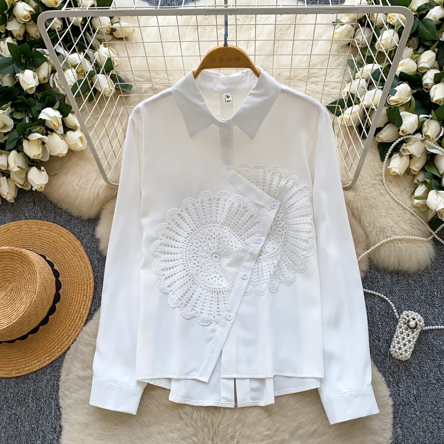 

Женские элегантные топы с асимметричной вышивкой, женские модные рубашки Y2K Ins, блузка с разрезом сзади, праздничные рубашки на свадьбу, день рождения