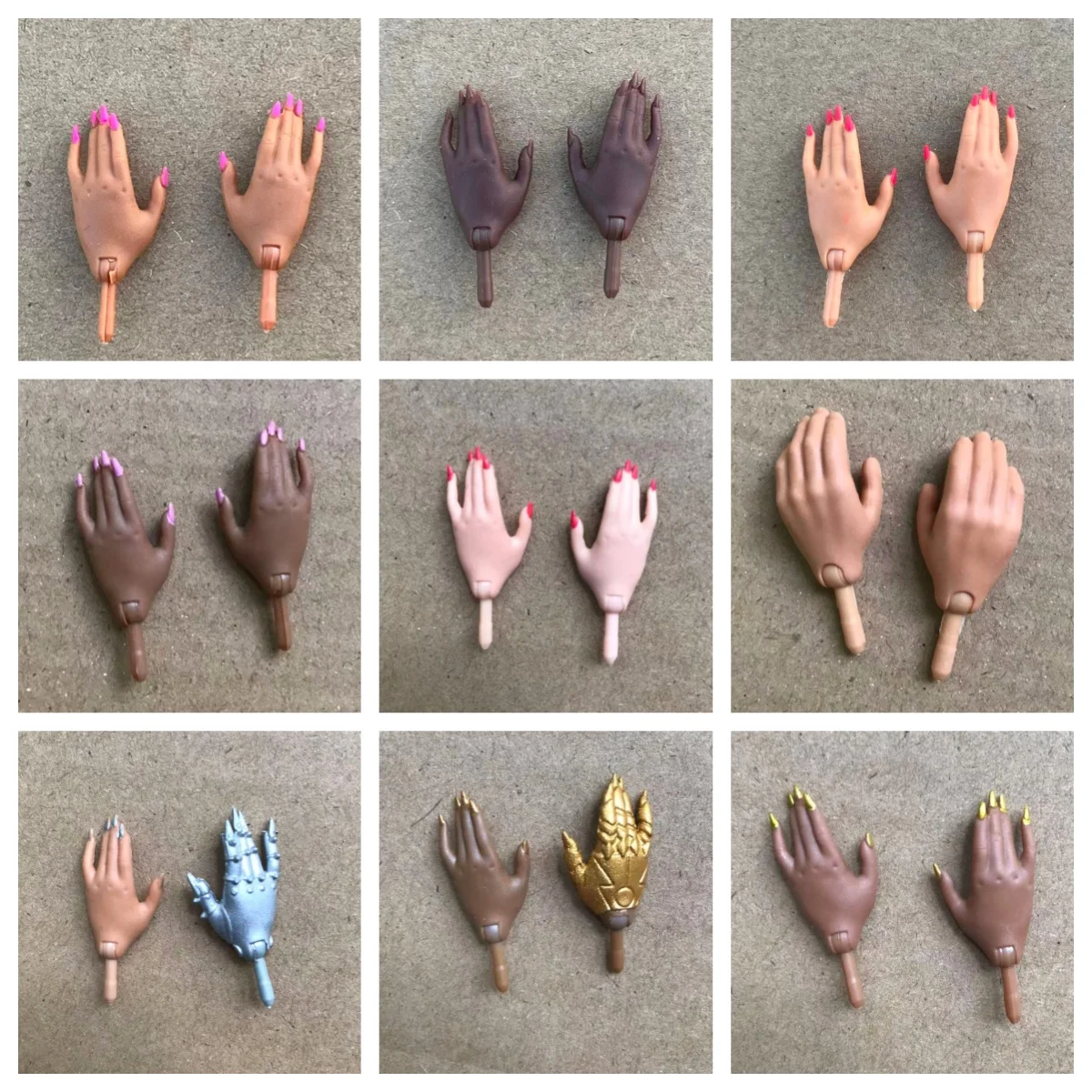 Big Fashion Sister Doll Hands With Polish Nail Colors Brown White Beige Black Doll Replacements Hands Original LOL Doll Parts