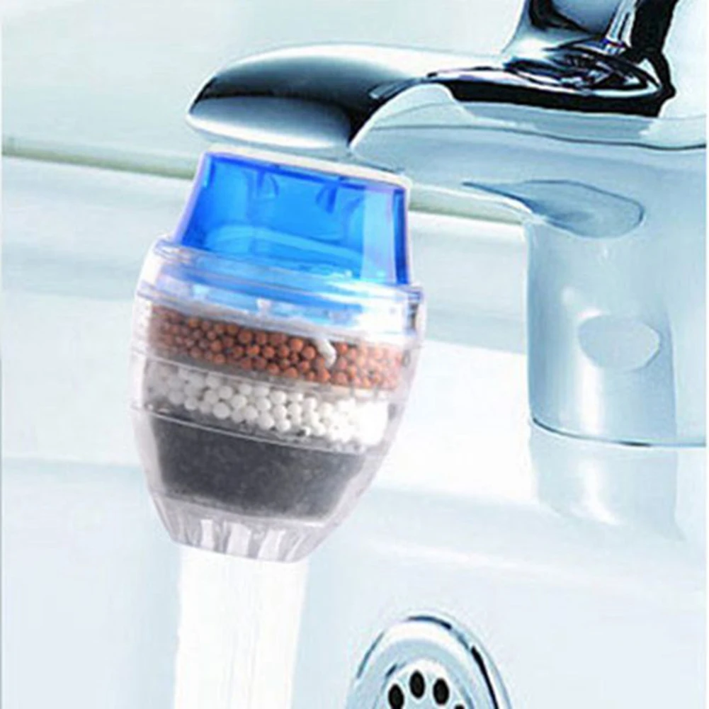 Activated Carbon Faucet Filter Faucet Nozzle Water Filter Kitchen Tap 5 Layers Filter Purifier for Home Use (Blue)-LITE