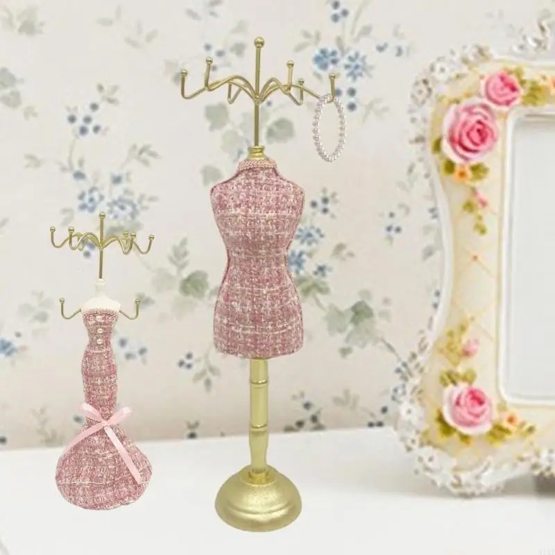 

91AF Fashionable Flannel Jewelry Holder With Metal Frame For Earrings Rings Amulets