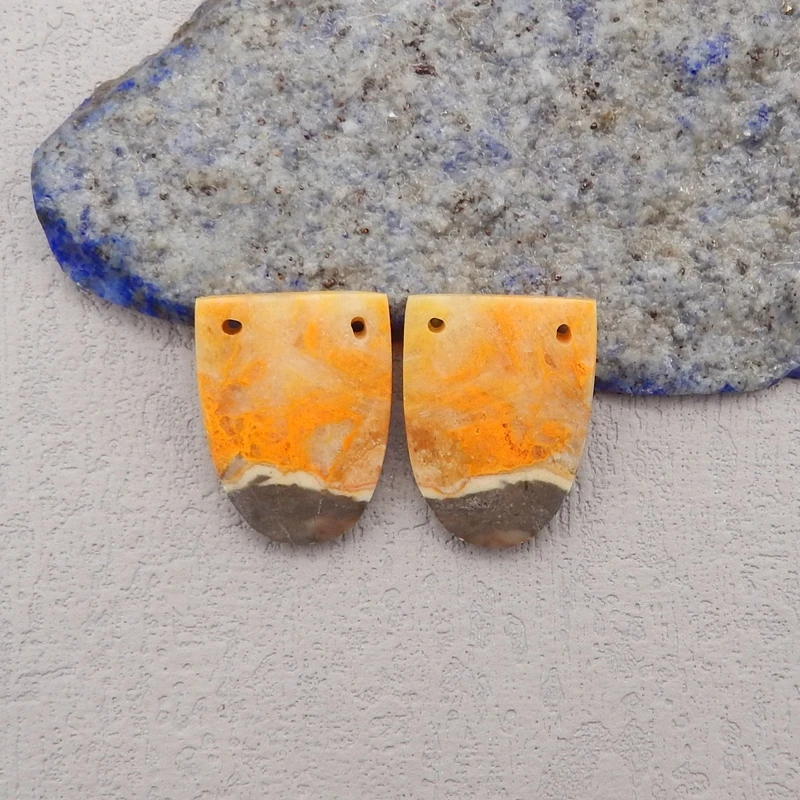 Natural Stone Bumble Bee Stone Double Holes Earring Bead,Earrings Accessories For Women,Fashion Jewelry DIY Making 22x17x4mm 5g