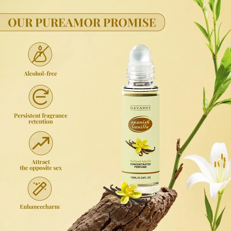 

10ml Roll On Oil Deodorant For Body, Long Lasting Fragrance Vanilla Concentrated Oil Roll-On For Unisex