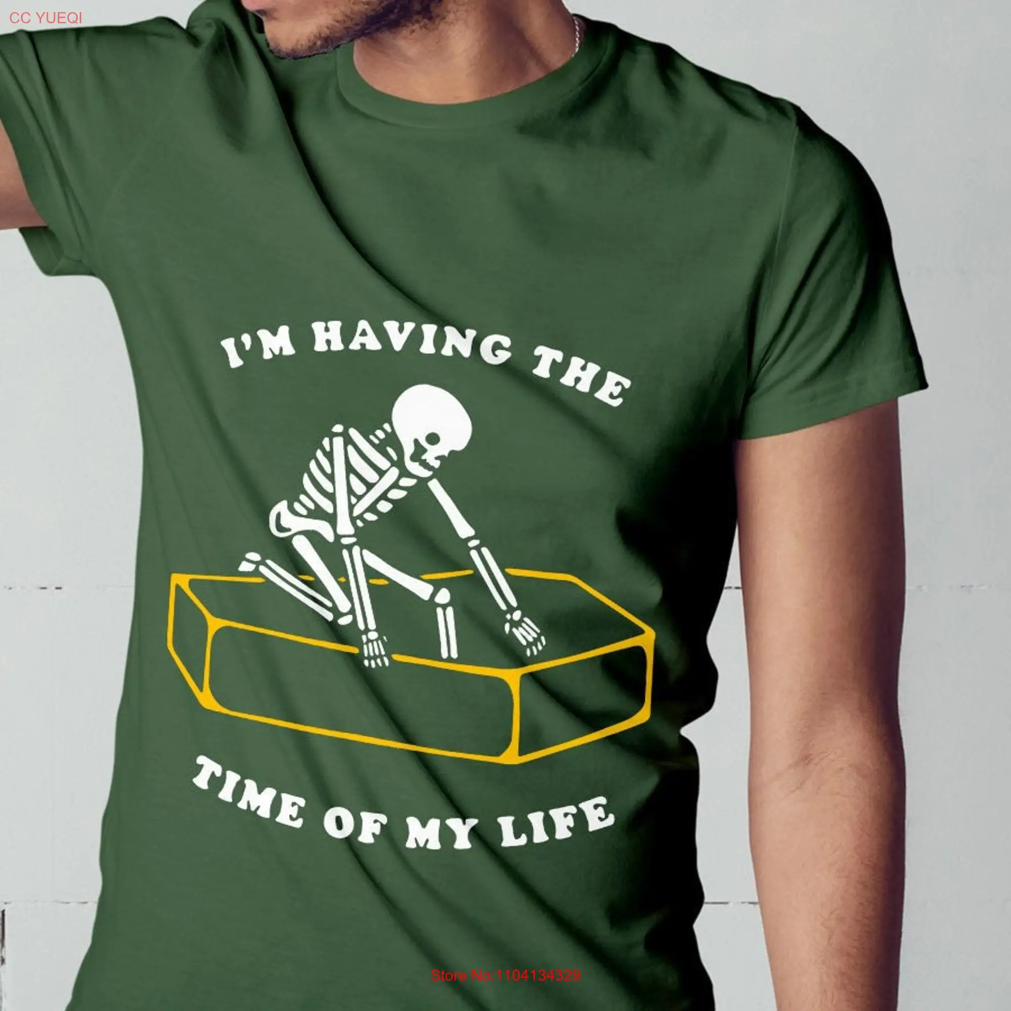 I'm Having The Time Of My Life Sarcastic T Shirt Funny Halloween Skelton long or short sleeves