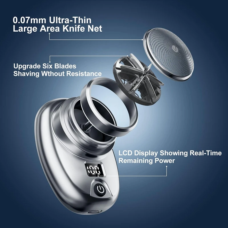 男性用LCDディスプレイ付きミニ電気シェーバー,ひげと髪用のポータブルシェーバー,充電式,回転式,ポケットサイズ