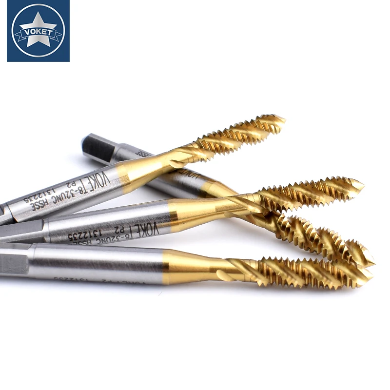 VOKET HSSE-M35 JIS Standard Spiral Fluted Tap UNF 0-90 0-80 3-56 4-48 6-40 10-32 12-28 1/4 3/8 Machine Screw Thread Taps