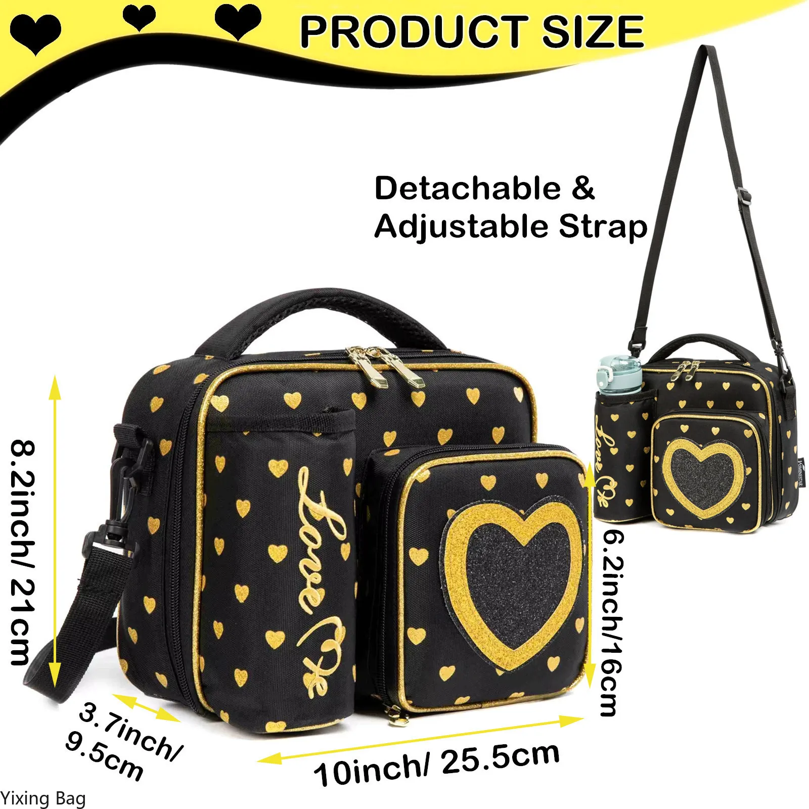 Sac à déjeuner pour enfants, fourre-tout isotherme pour filles, sac de transport de nourriture thermique de voyage avec sangle réglable, fourre-tout de pique-nique étanche
