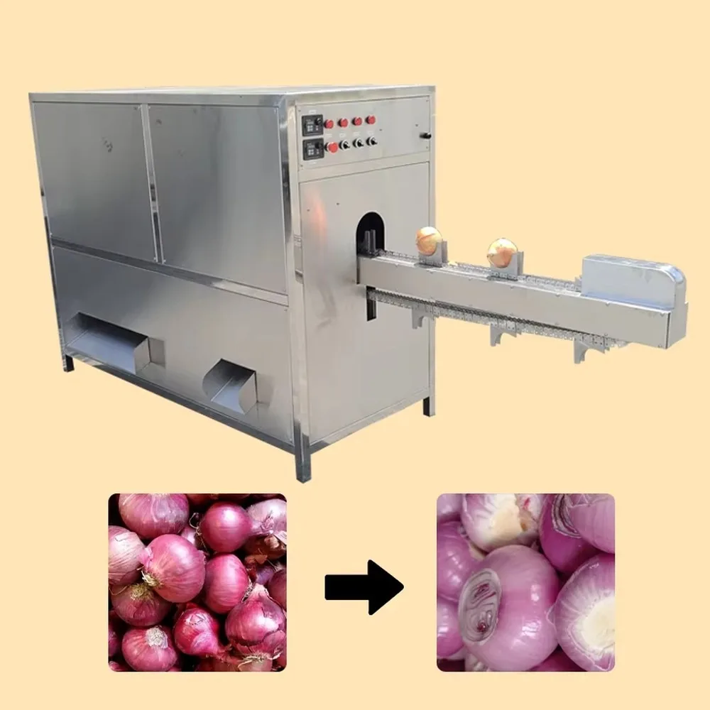 Onion Peeler Root Cutter Machine Commercial Vegetable Processing Equipment Efficient Peeling Removing Tool