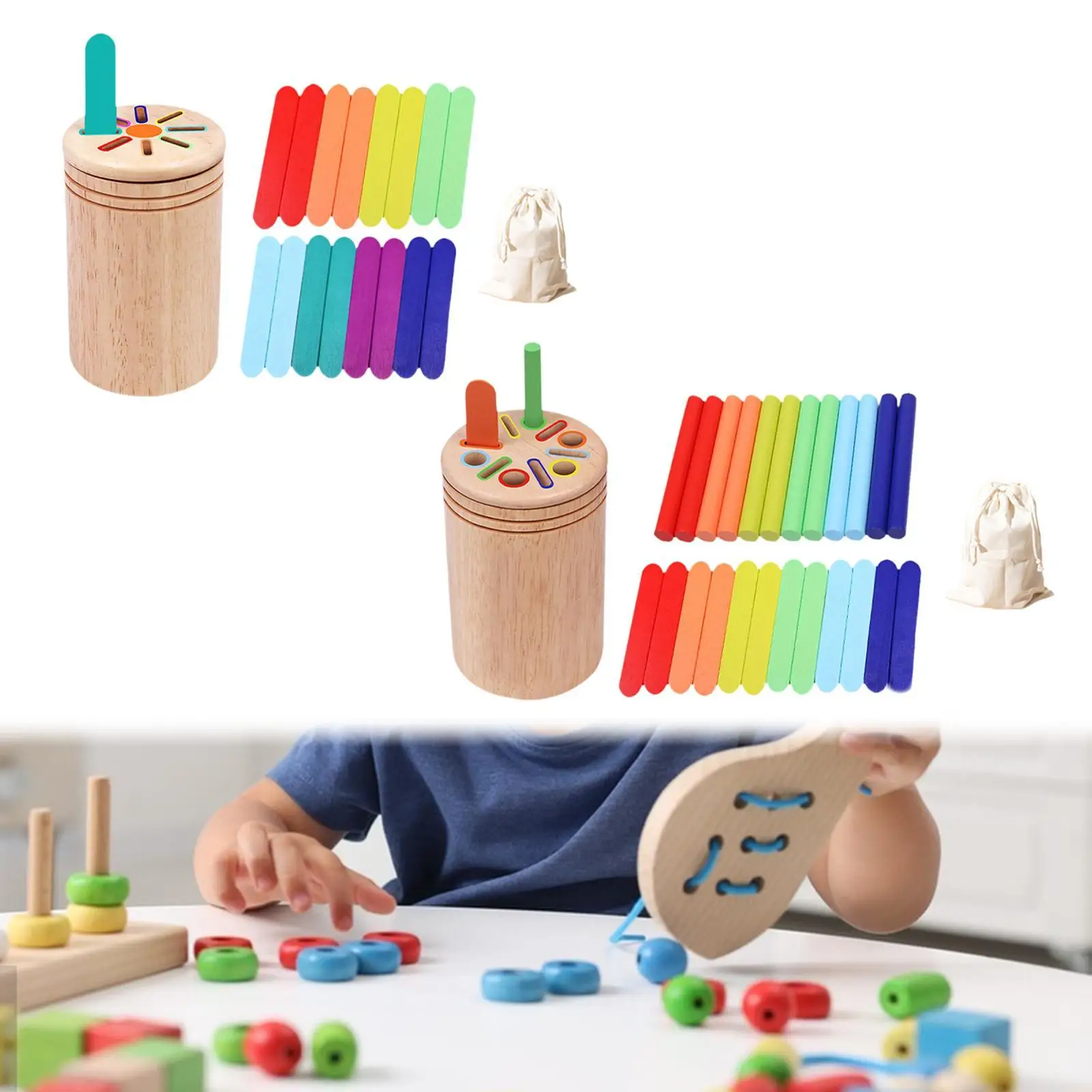 Bâtons de tri des couleurs, tasse de tri, jouets sensoriels pour enfants de 2 ans et tout-petits