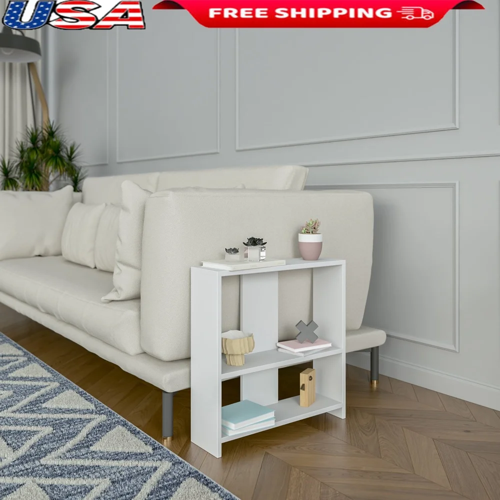 

Modern White Side Table Sturdy Functional Moisture Stain Resistant Durable Engineered Wood Easy Assembly Indoor Use Perfect