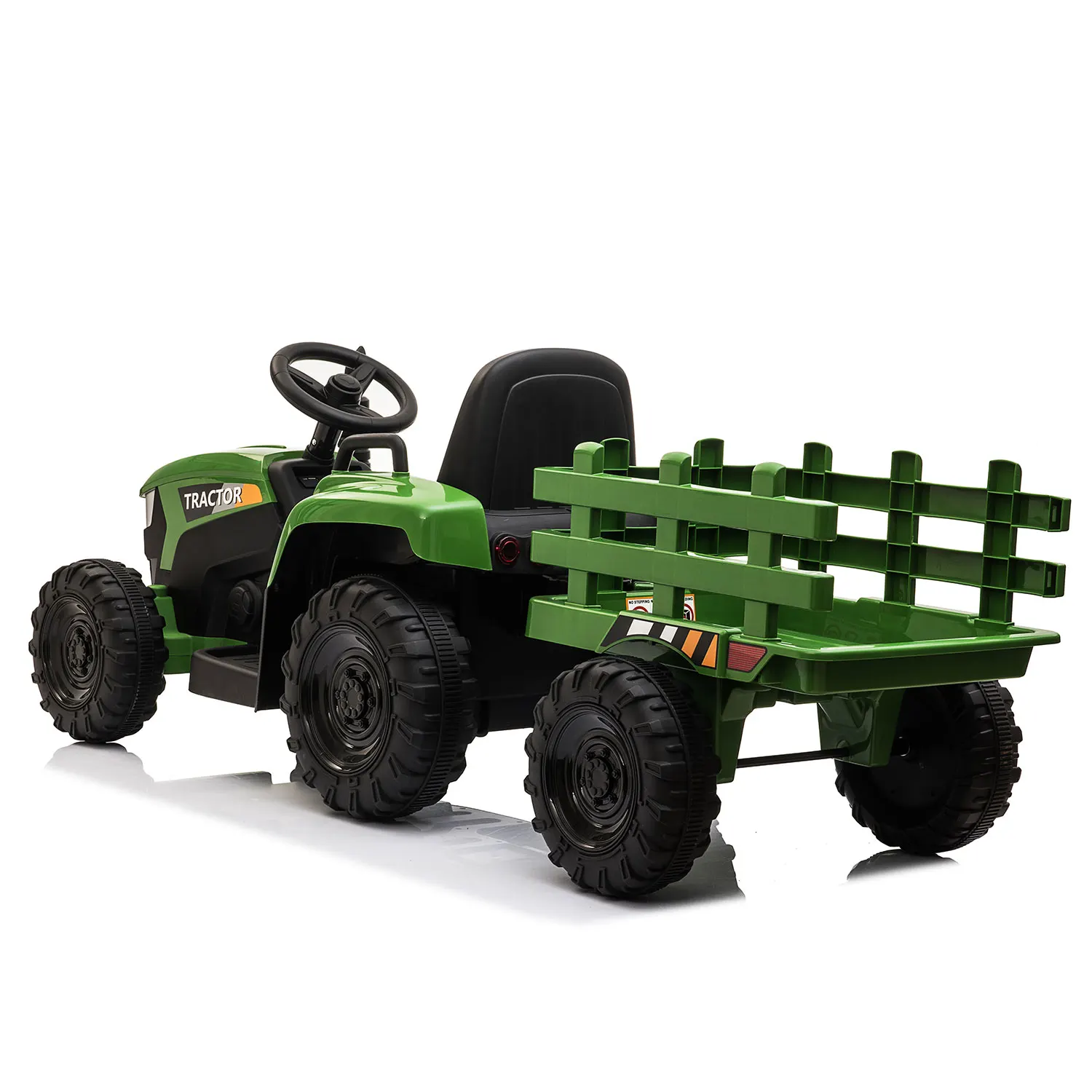 Tractor con remolque para niños, coche eléctrico alimentado por batería con música, USB, música, luces LED, vehículo de juguete para 3 a 6 años, 12V