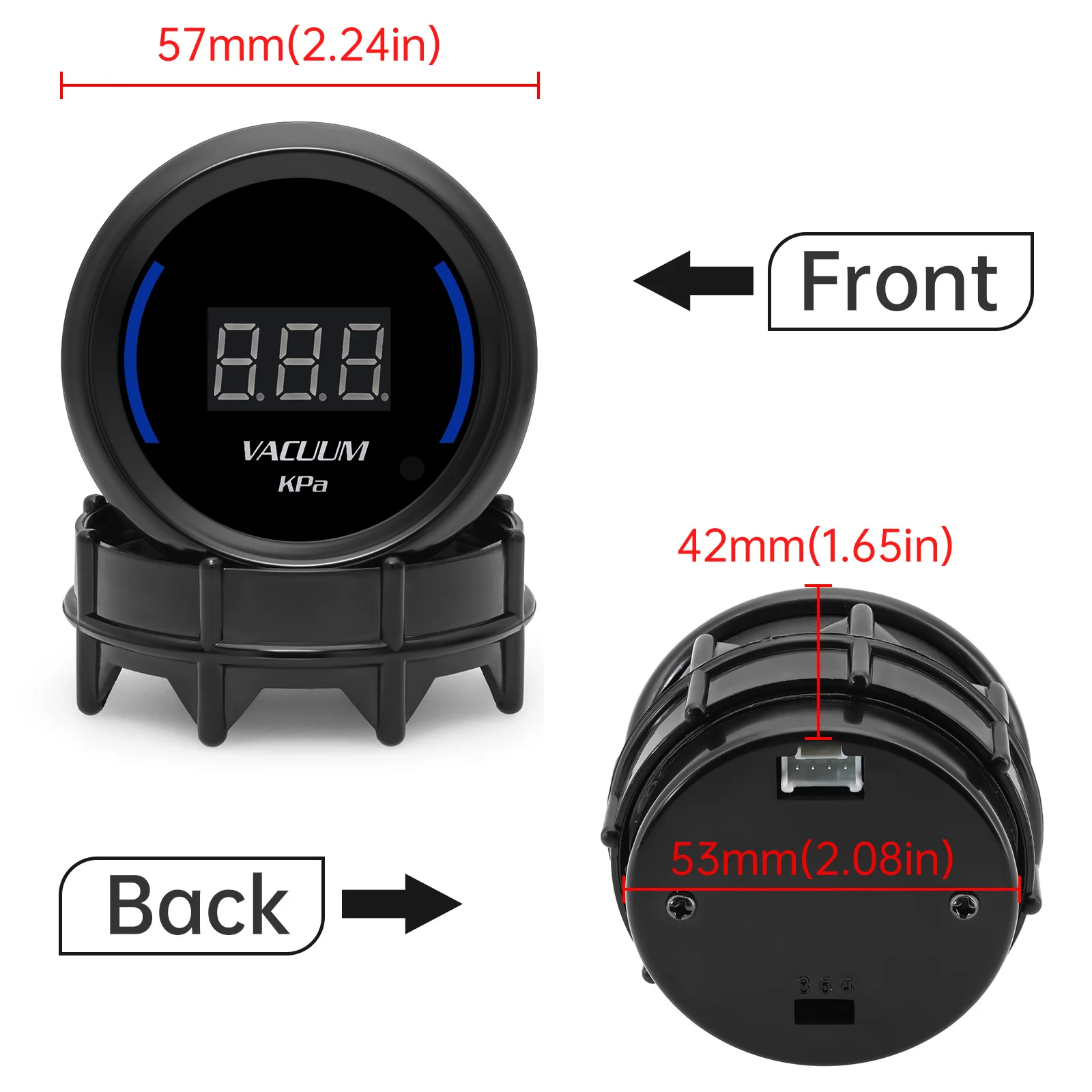 52mm Auto Car Vacuum Meter Blue LED Backlight for Gasoline Motor Vacuum Gauge with Sensor 52Mm Racing Car