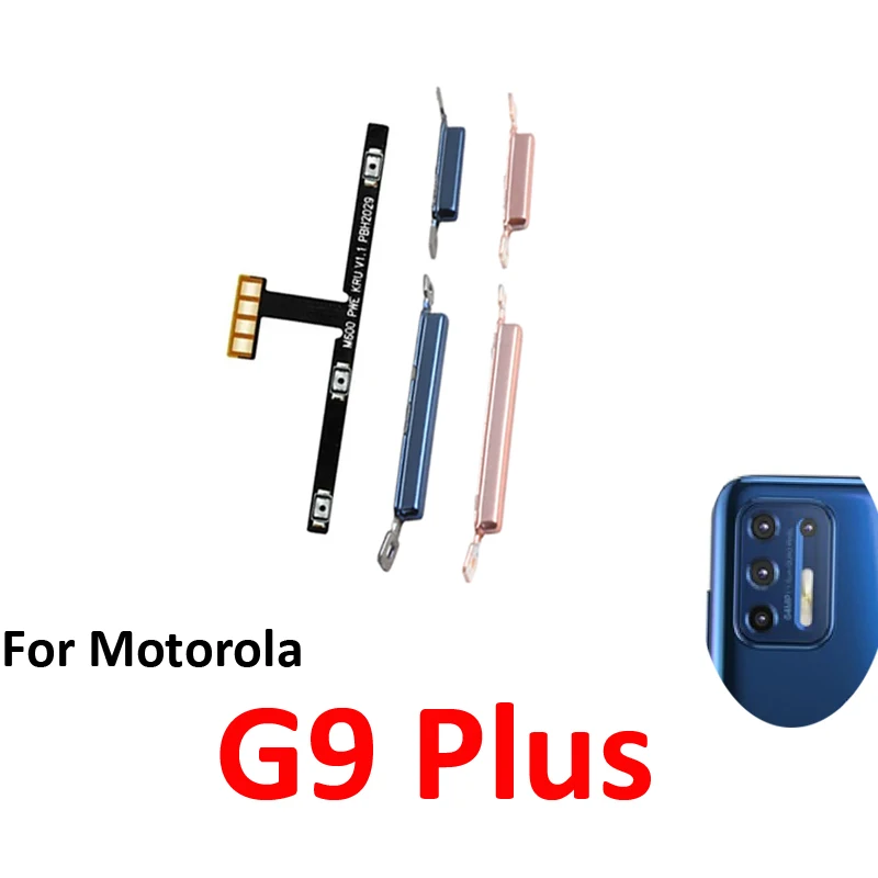 Phone Power Volume Button For Motorola Moto G9 Plus New On Off Up Down External Key Internal Flex Cable Repair Parts Blue Gold