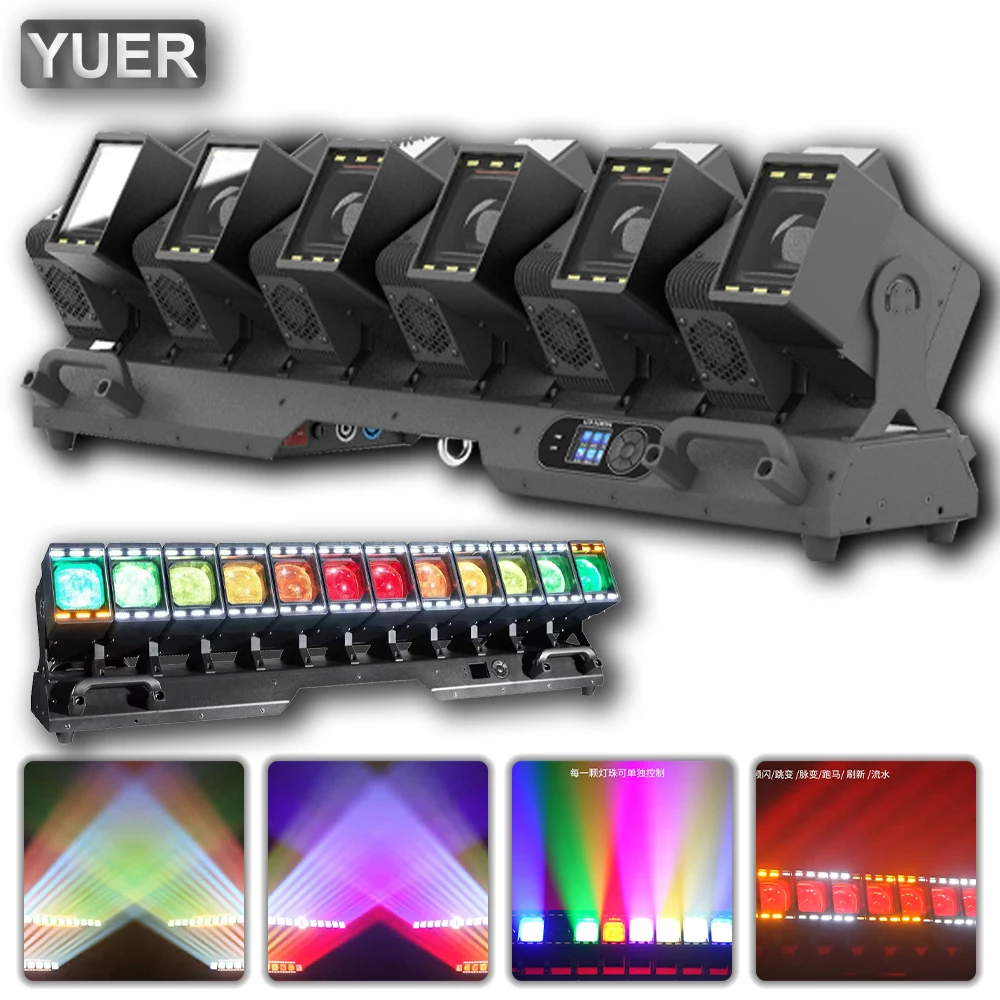 

LED 12X60W RGBW 4IN1 Beam Moving Head Light With Fill Light Wall Wash Strobe Frost Effect Linear Dimming DMX512 DJ Disco Bar