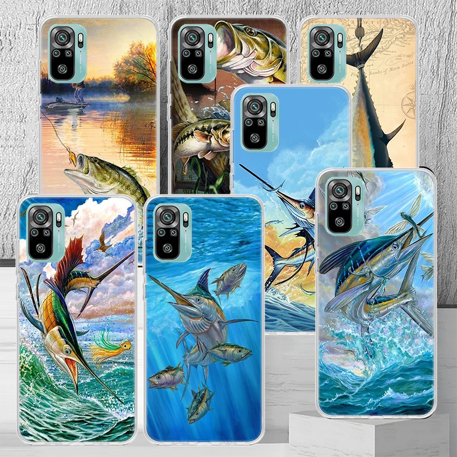 Offshore Angling Fishing Fish Rod Phone Case Coque For Xiaomi Redmi Note 13 12S 12 11 11S 11T 11E 10 Pro Plus 10S 9 9S 9T 8 8T G