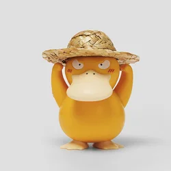 Pokemon Figure Model Psyduck Wearing A Straw Hat Car Decoration Action Figure Ornaments Collect Toy for Children's Birthday Gift