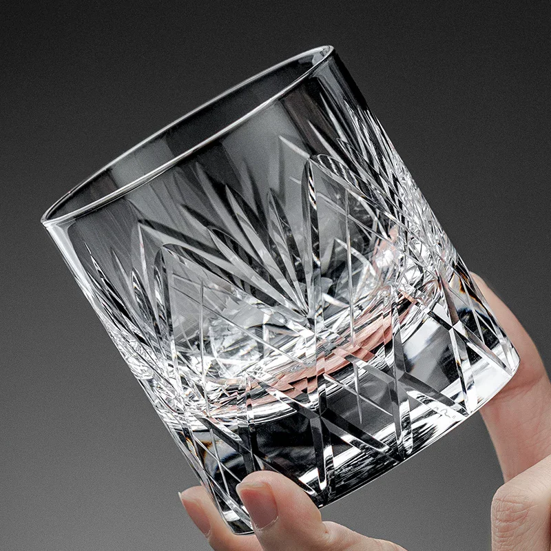 Classic Wheat Awn Whiskey Glass Hand Engraving Crystal Old Fashion Lowball Whisky XO Tumbler Liquor Cup Husband's Gift