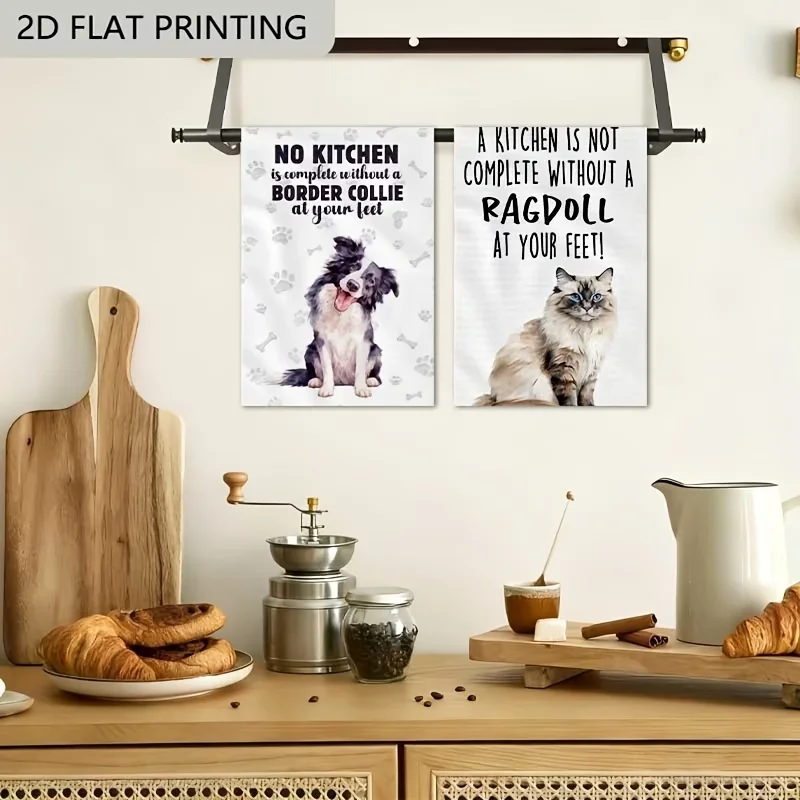 2-Pack Small Animal Letter Kitchen Towels, Dish Towels, Hand Towels, Holiday Decorative Hand Towels, Soft Absorbent Drying Cloths, Kitchen Decor, Table Decor, Kitchen Supplies, Home Decor