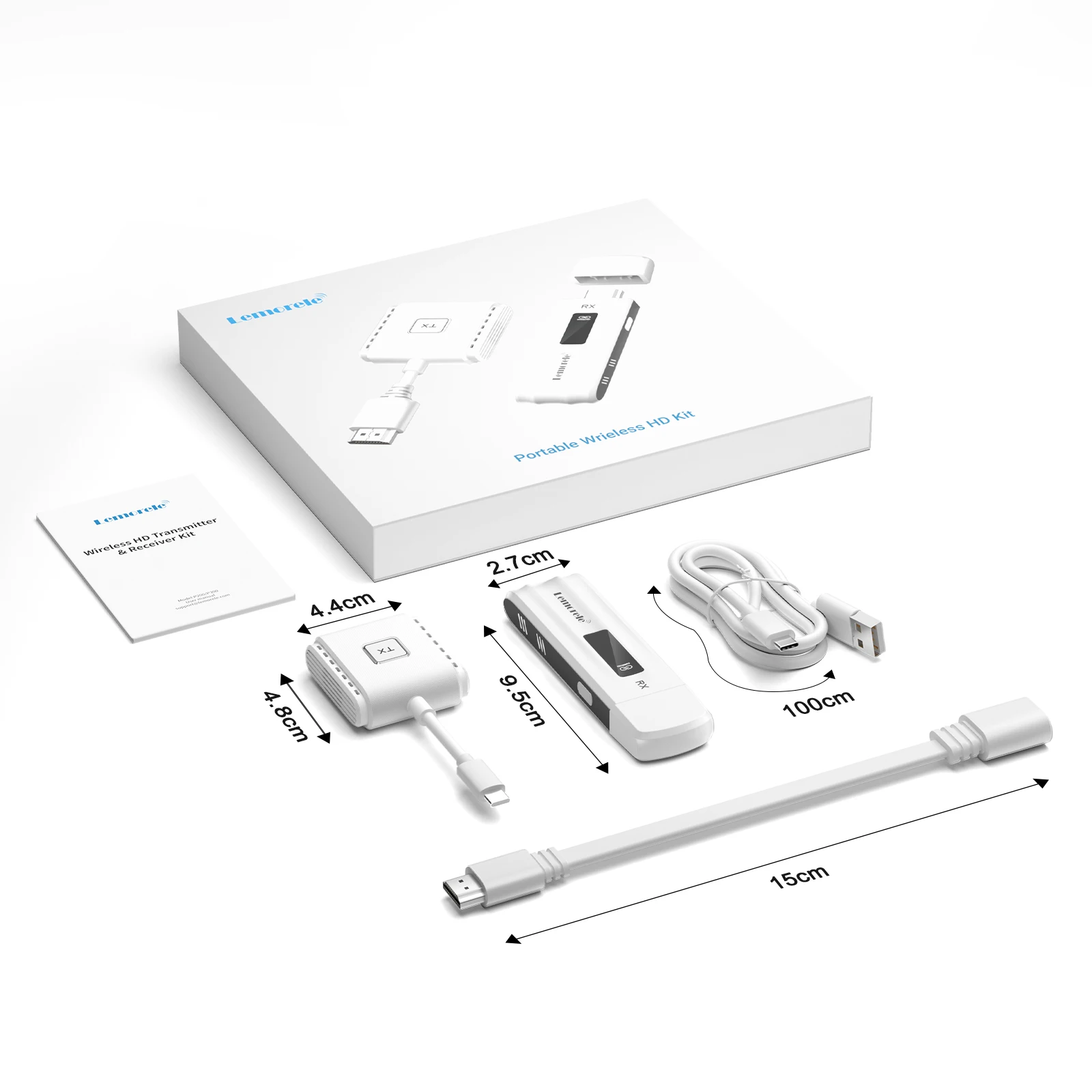 Lemorele Wireless Typ-C Extender Kit Drahtloser Videosender und Empfänger Display-Adapter Dongle für TV-Monitor Projektor Sw