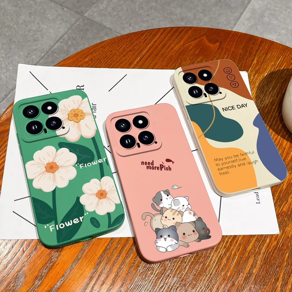 Phone Case For Xiaomi 14 Pro 14Pro Liquid Silicone Fashion Lovely Avocados Pattern Protective Cover For Xiaomi14Pro Coque Fundas