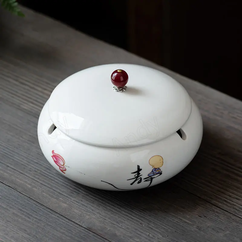 Retro Ceramic Ashtray Tray Coffee Shop Desktop Creative Ornaments Living Room TV Cabinet Ashtrays with Lid Home Decoration