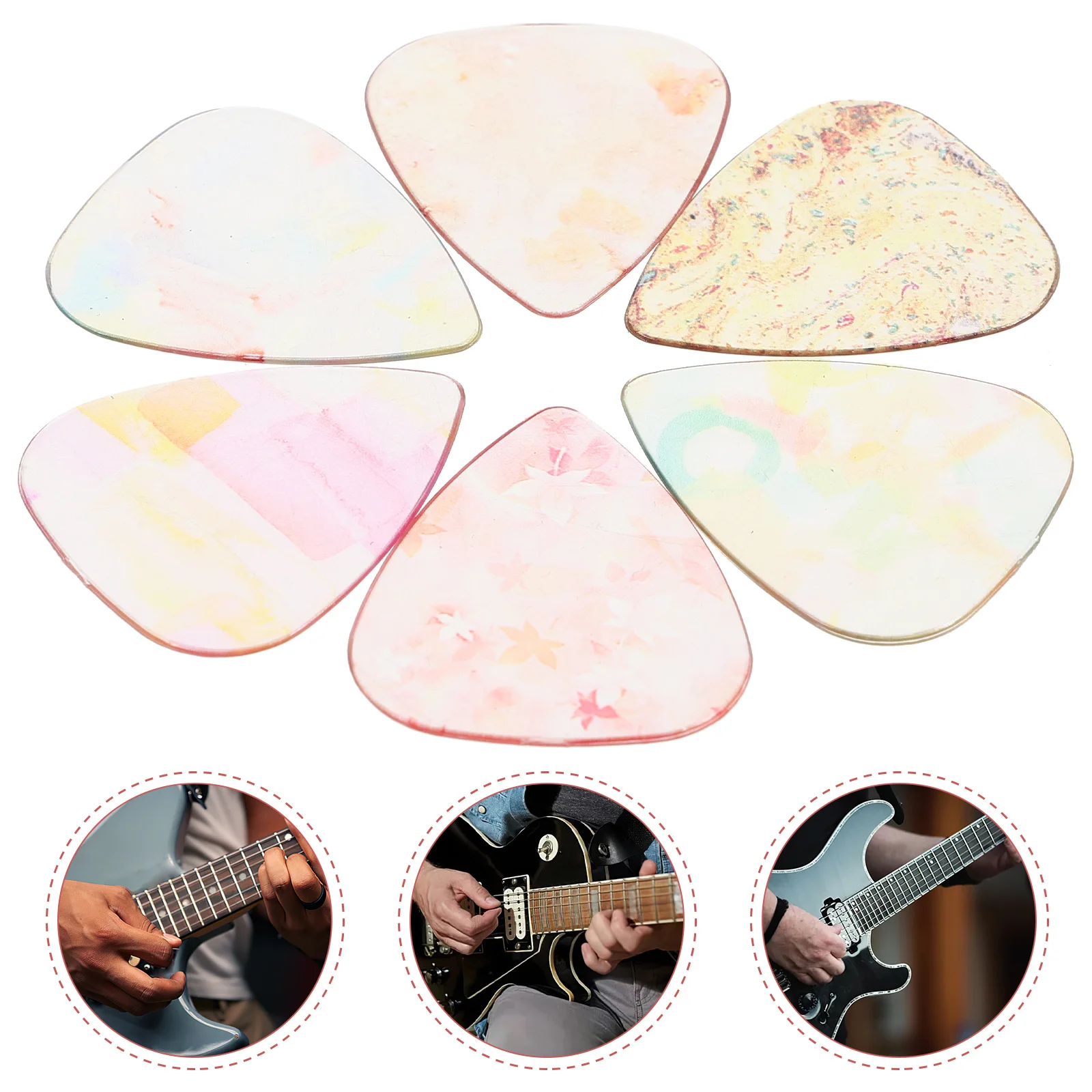 

6pcs Colorful Transparent Guitar Picks Thick Durable Smooth For Electric Acoustic Bass Ukulele Bulk Replacement Accessories