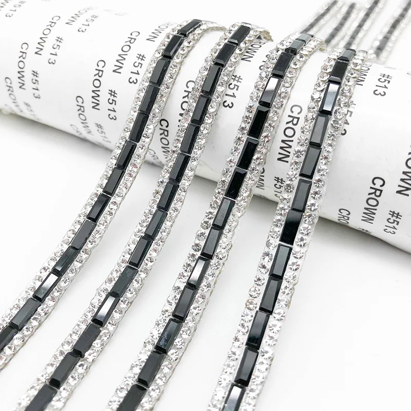 1 Yard Glass Rhinestone Trim Strip Chain Crystal Ribbon Applique Strass Banding for DIY Clothes Shoes Car Beauty Home Decoration