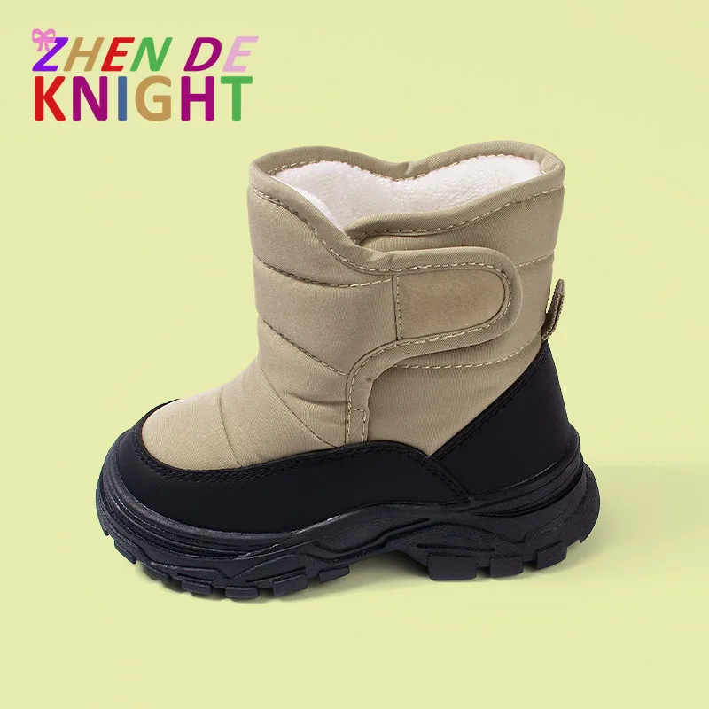 

Повседневные детские зимние ботинки, новинка зимы (мальчики и девочки), прочная теплая противоскользящая спортивная хлопковая обувь на флисовой подкладке на толстой подошве