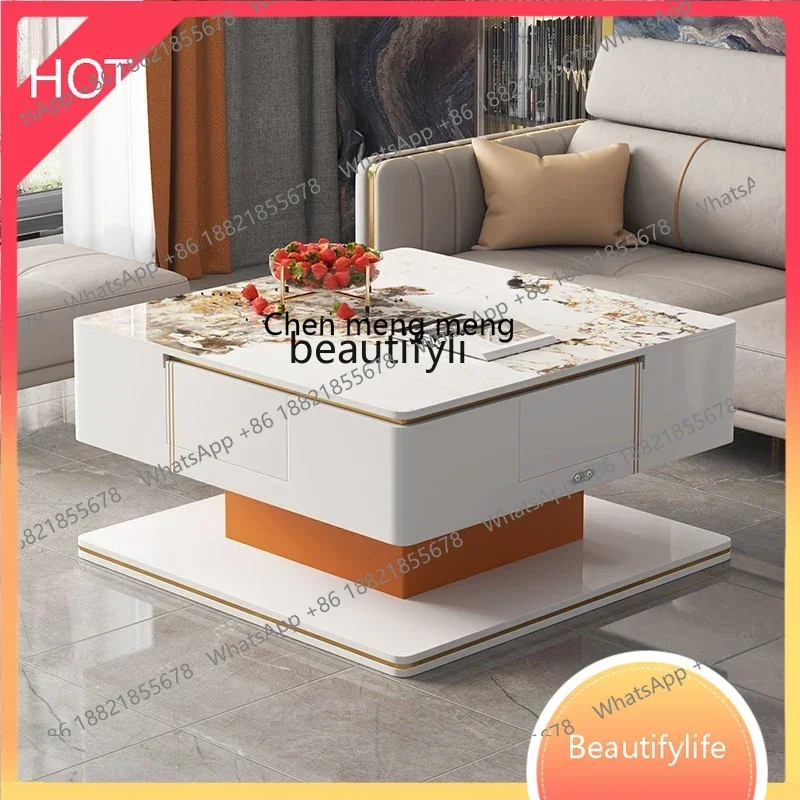 new  Mahjong Table Simple Modern Household Electric Multi-Function Lifting Mahjong Machine Stone Plate Coffee Table Dual-Use ss