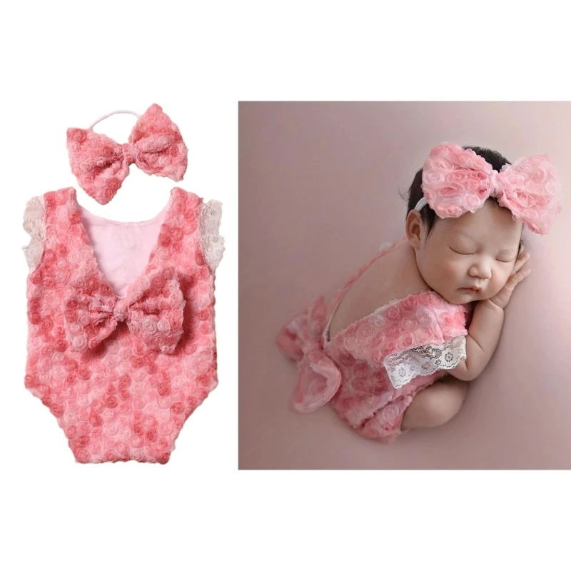 

Newborn Photoshoot Attire Soft & Comfortable Baby Romper with Headband