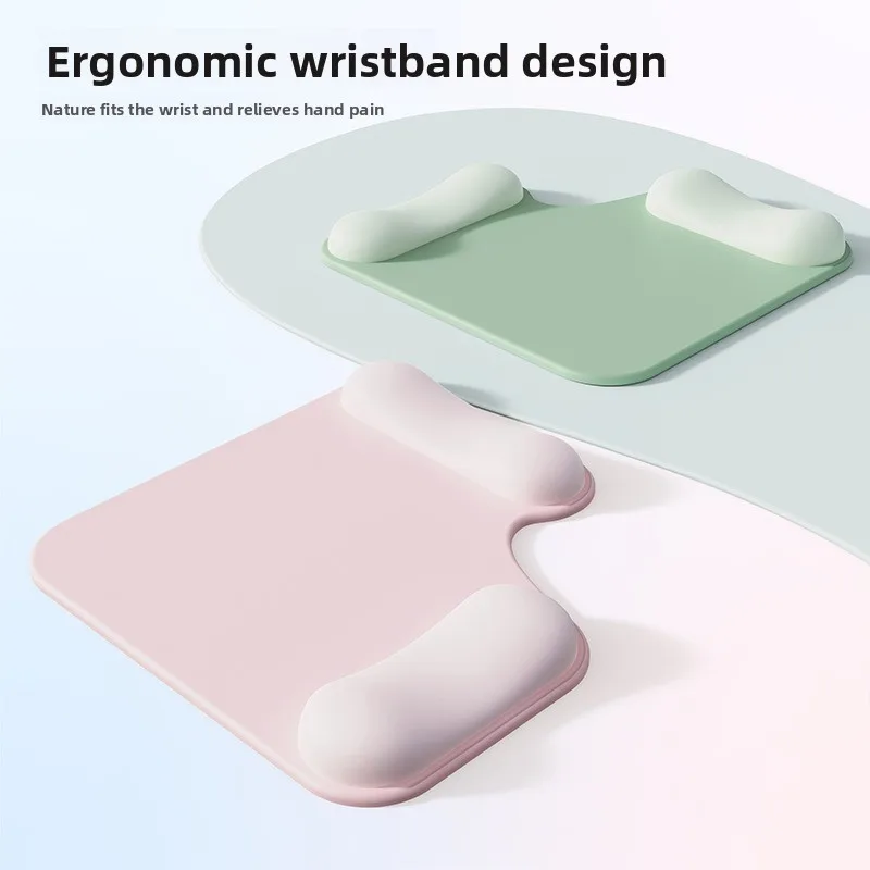 Double Wrist Rest Mouse Pad Simple Gradient Color Wrist Guard Thickened  for Computer Office Use