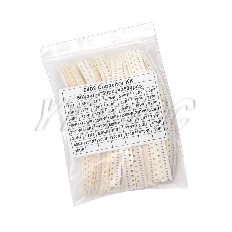 2500pcs 0402 0603 0805 SMD Ceramic Capacitor Assorted Kit 50Values 1pF - 10uF 100PF 10NF 100NF 0.47UF 1UF Chip Capacitance Set