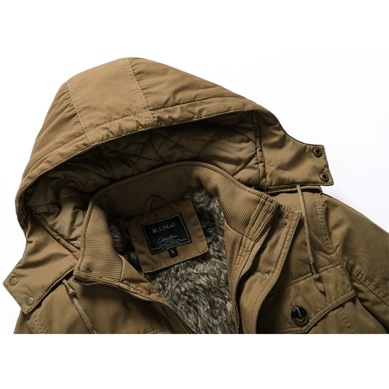 Winter Jacket Men Thicken Warm Cotton-Padded Fleece Jackets Men\'s windbreaker Fur Hooded outwear Parka coats snow clothing L~5XL