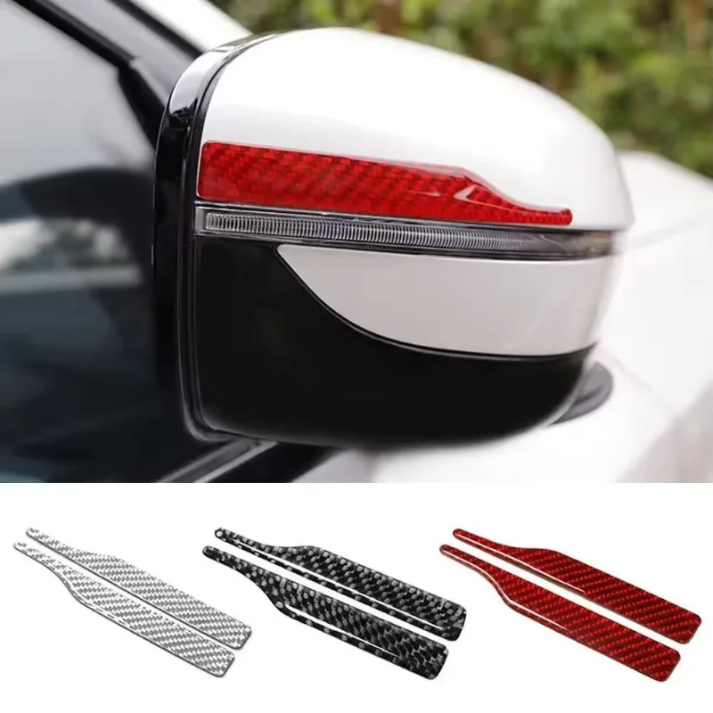 

2PCS Carbon Fiber Mirror Guards,silver AntiCollision Scratch Proof Strip, Reflective Auto Sticker,Universal Fit Car Accessories