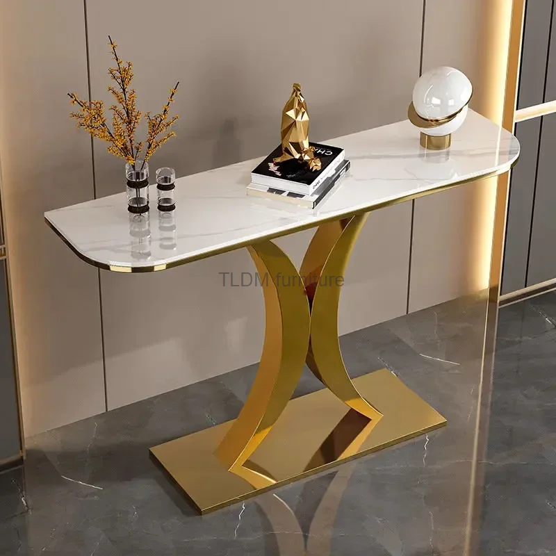 Modern Light Luxury Slate Console Tables Living Room Furniture Entrance Console Home Wrought Iron Against The Wall Hallway Table