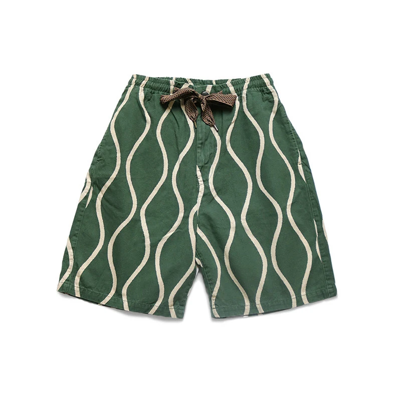 

21SS KAPITAL Hirata Kazuhiro Cotton and Linen Water Ripple Print Japanese Trendy Rope Casual Men Shorts