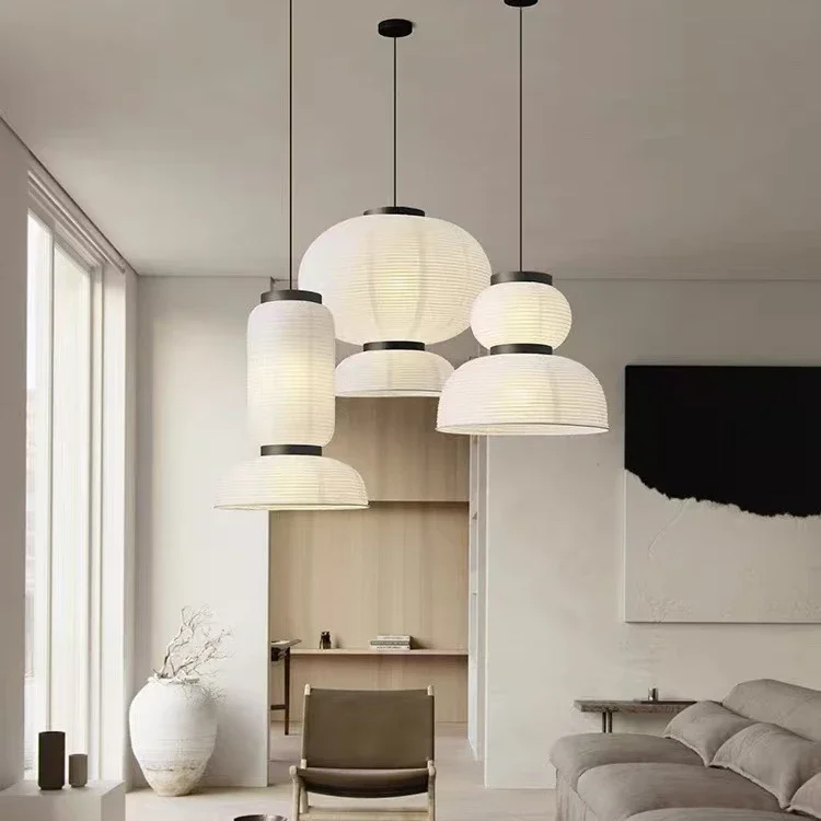 

Japanese Style Rice Paper Lamp Creative for Homestay Living Room Noguchi Brave Rice Paper Wabi Sabi Medieval Style Pendant Light