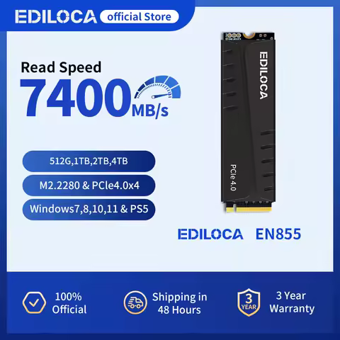 Ediloca EN855 SSD with Heatsink 7400MB/s PCIe Gen4.0 NVMe M.2 Gaming SSD Internal Solid State Drive for PS5 &amp; PC