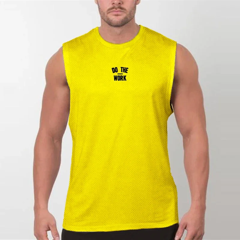 

New Men's Fashion Sleeveless Vests Street Hip-hop Fitness T-shirt Summer Mesh Quick Dry Gym Bodybuilding Running Sport Tank Tops