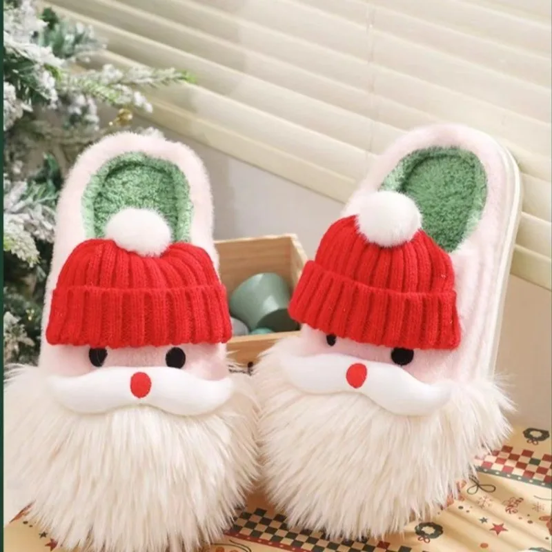 

Women's Home Slippers Christmas Cotton Slippers for Women Winter Cute Cartoon Plush Home Thick-soled Non-slip Cotton Slippers Fo