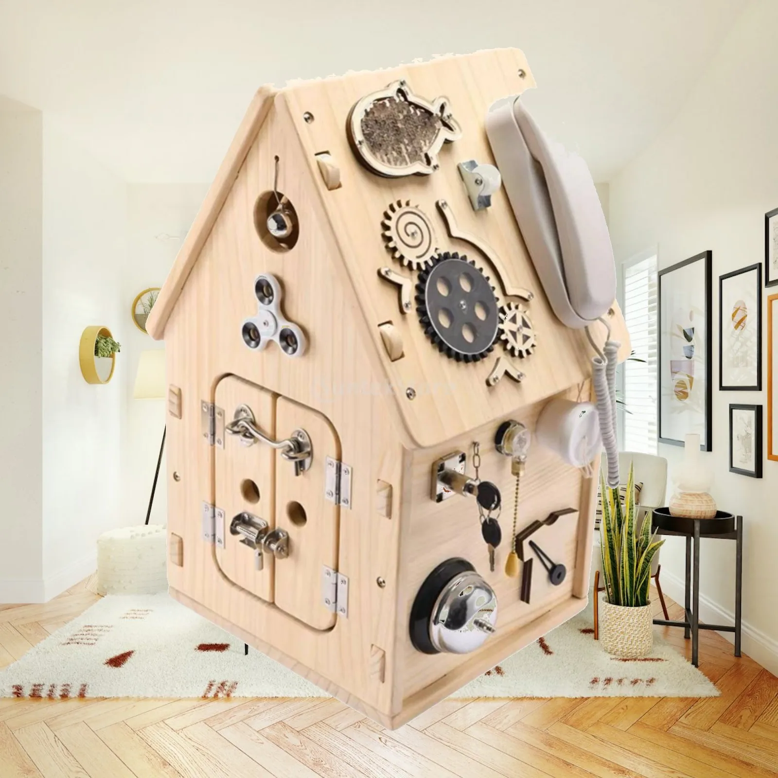 Wooden Busy House Hands-on Sensory Activity Toy Exploratory for Young Children