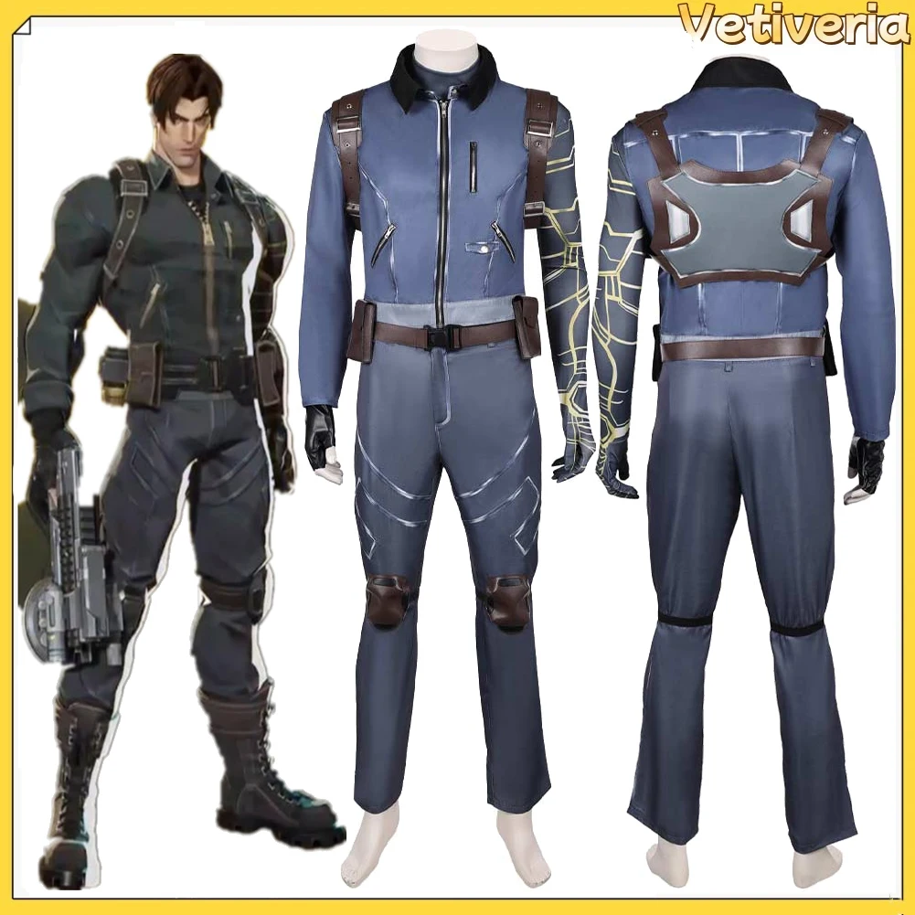 

Winter Soldier Bucky Adult Men Movie Rivals Cosplay Costume Jacket Coat Pants Gloves Outfits Halloween Carnival Party Suit