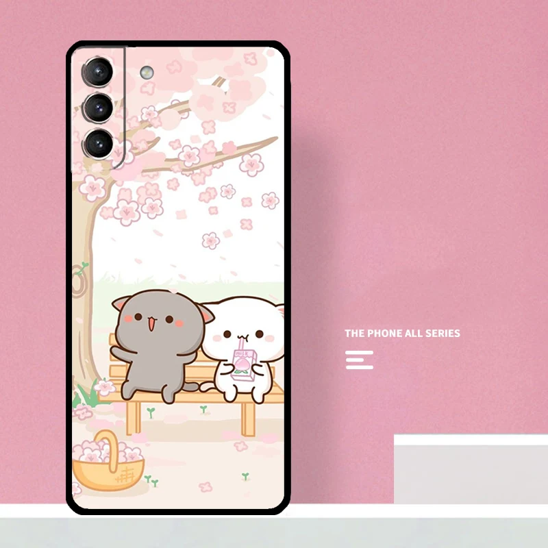 Custodia Peach e Goma Mochi Cat per Samsung Galaxy S23 S22 Ultra Plus S8 S9 S10 Plus Note 10 20 S21 FE S20 FE Cover