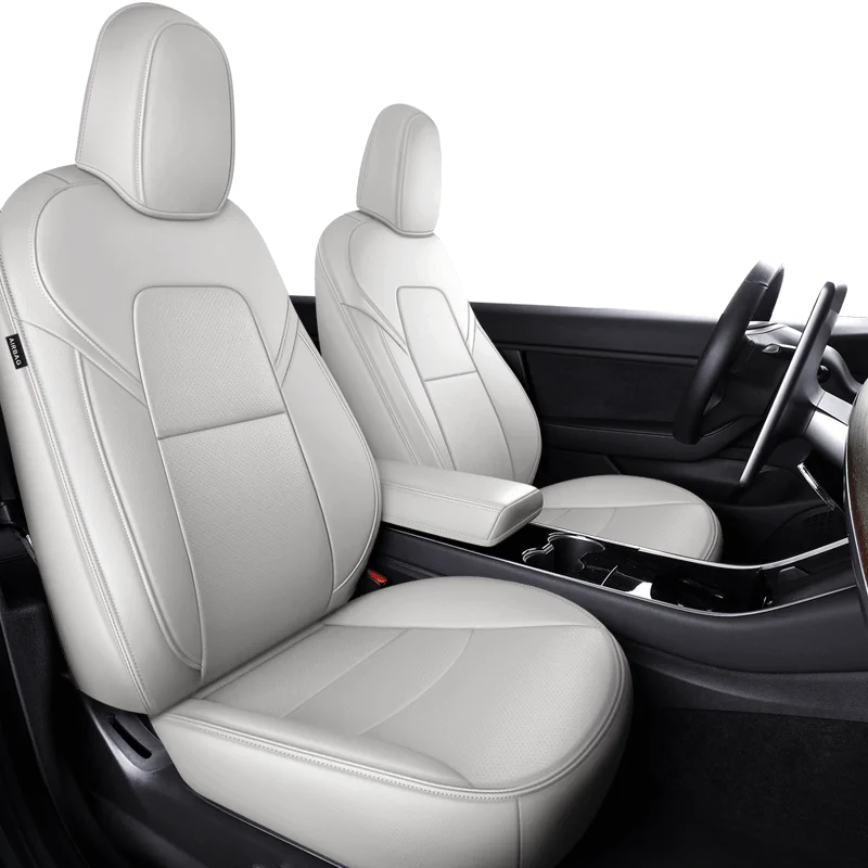 For Tesla Model 3 Custom Fit Car Seat Cover Accessories For Model 3 360 Degree Full Covered High Quality Leather Cushion White